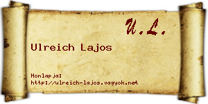 Ulreich Lajos névjegykártya